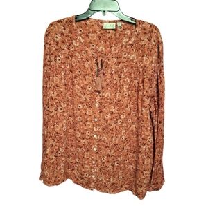 Wonderly Oversized Floral Button Down Blouse Ladies XL Boho Bloomcore Floral